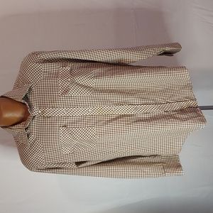 Vintage Montgomery Ward size Large gingham button down brown/white